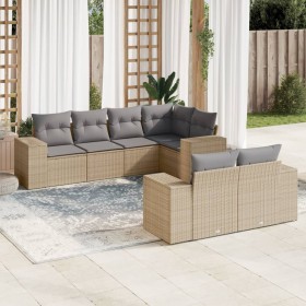 Set sofás de jardín 7 piezas y cojines ratán sintético beige de , Conjuntos de jardín - Ref: Foro24-3255146, Precio: 552,51 €...