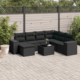 Set de sofás de jardín 8 piezas y cojines ratán sintético negro de , Conjuntos de jardín - Ref: Foro24-3255242, Precio: 512,3...
