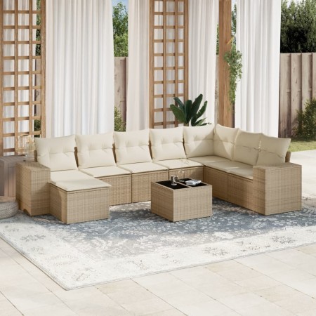Set de sofás de jardín 9 pzas con cojines ratán sintético beige de , Conjuntos de jardín - Ref: Foro24-3255305, Precio: 616,3...