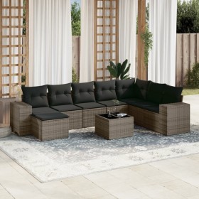 Set de muebles de jardín 9 pzas y cojines ratán sintético gris de , Conjuntos de jardín - Ref: Foro24-3255307, Precio: 571,01...