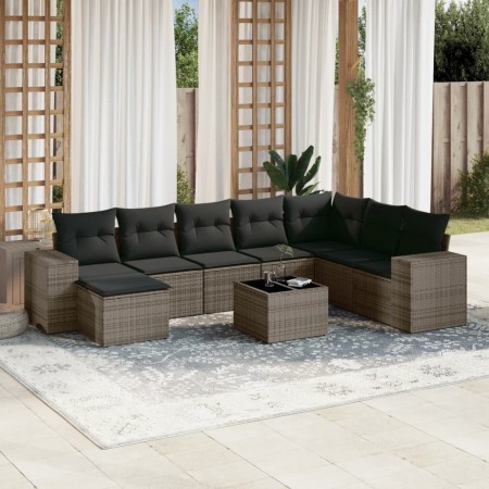 Set de muebles de jardín 9 pzas y cojines ratán sintético gris de , Conjuntos de jardín - Ref: Foro24-3255307, Precio: 571,01...