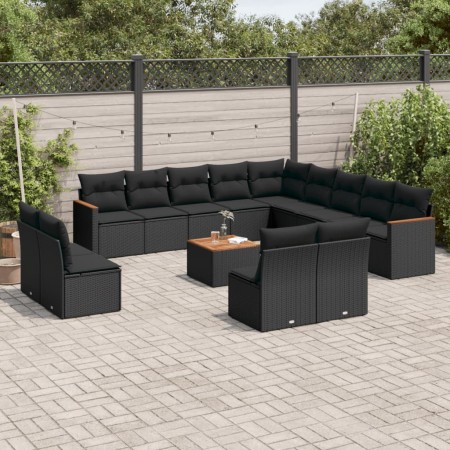 Set sofás de jardín 14 pzas con cojines ratán sintético negro de , Conjuntos de jardín - Ref: Foro24-3226489, Precio: 862,68 ...