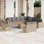 Set sofás jardín 14 pzas y cojines ratán sintético beige mezcla de , Conjuntos de jardín - Ref: Foro24-3256710, Precio: 869,8...