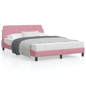 Estructura de cama con cabecero de terciopelo rosa 120x200 cm de , Camas y somieres - Ref: Foro24-373157, Precio: 152,88 €, D...