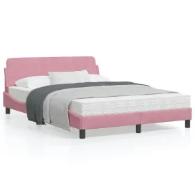 Pink velvet bed frame with headboard 120x200 cm by , Beds and slatted bases - Ref: Foro24-373157, Price: 150,46 €, Discount: %