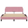 Estructura de cama con cabecero de terciopelo rosa 140x200 cm de , Camas y somieres - Ref: Foro24-373197, Precio: 147,55 €, D...