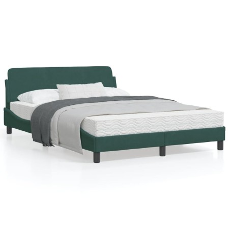 Estructura cama con cabecero terciopelo verde oscuro 140x200 cm de , Camas y somieres - Ref: Foro24-373195, Precio: 148,43 €,...