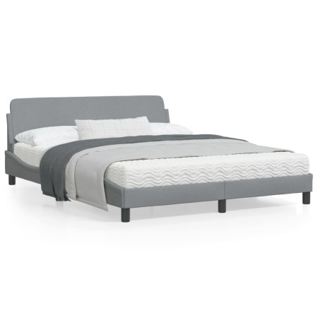 Estructura de cama con cabecero tela gris claro 160x200 cm de , Camas y somieres - Ref: Foro24-373205, Precio: 193,10 €, Desc...