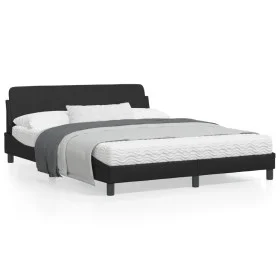 Estructura de cama con cabecero cuero sintético negro 160x200cm de , Camas y somieres - Ref: Foro24-373218, Precio: 184,53 €,...