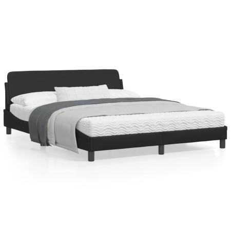 Estructura de cama con cabecero cuero sintético negro 160x200cm de , Camas y somieres - Ref: Foro24-373218, Precio: 185,12 €,...