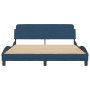 Estructura de cama con cabecero de tela azul 160x200 cm de , Camas y somieres - Ref: Foro24-373211, Precio: 186,44 €, Descuen...