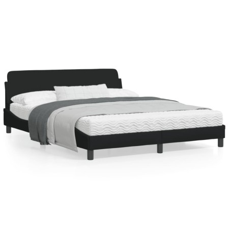 Estructura de cama con cabecero de tela negro 160x200 cm de , Camas y somieres - Ref: Foro24-373207, Precio: 190,14 €, Descue...