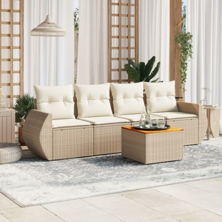 Juego de sofás jardín con cojines 5 pzas ratán sintético beige de , Conjuntos de jardín - Ref: Foro24-3257213, Precio: 381,96...