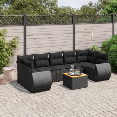 Set de sofás de jardín 8 piezas y cojines ratán sintético negro de , Conjuntos de jardín - Ref: Foro24-3257245, Precio: 522,0...
