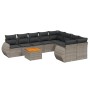 Set de muebles de jardín 9 pzas y cojines ratán sintético gris de , Conjuntos de jardín - Ref: Foro24-3257264, Precio: 565,99...
