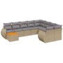 Juego de sofás jardín con cojines beige 10 pzas ratán sintético de , Conjuntos de jardín - Ref: Foro24-3257501, Precio: 664,3...
