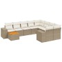 Juego de sofás jardín con cojines beige 10 pzas ratán sintético de , Conjuntos de jardín - Ref: Foro24-3257941, Precio: 730,7...