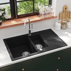 Kitchen sink with 2 black granite bowls by , Sinks - Ref: Foro24-142950, Price: 211,73 €, Discount: %
