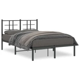 Estructura de cama con cabecero metal negro 120x190 cm de , Camas y somieres - Ref: Foro24-355558, Precio: 92,65 €, Descuento: %