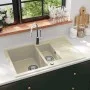 Fregadero de cocina de granito con dos senos beige de , Fregaderos - Ref: Foro24-144858, Precio: 197,96 €, Descuento: %