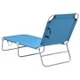 Tumbona plegable de acero y tela azul turquesa de , Tumbonas - Ref: Foro24-310329, Precio: 59,44 €, Descuento: %
