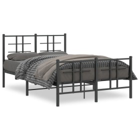 Estructura de cama con cabecero y pie metal negro 120x190 cm de , Camas y somieres - Ref: Foro24-355576, Precio: 108,97 €, De...