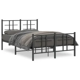 Estructura de cama con cabecero y pie metal negro 120x190 cm de , Camas y somieres - Ref: Foro24-355576, Precio: 107,21 €, De...