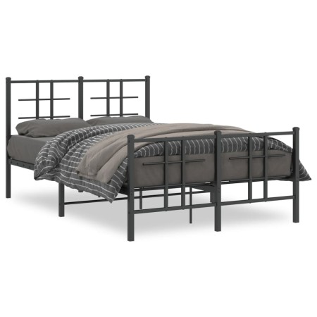 Estructura de cama con cabecero y pie metal negro 120x190 cm de , Camas y somieres - Ref: Foro24-355576, Precio: 108,97 €, De...