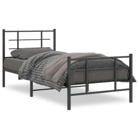 Estructura de cama con cabecero y estribo metal negro 90x190 cm de , Camas y somieres - Ref: Foro24-355571, Precio: 69,96 €, ...