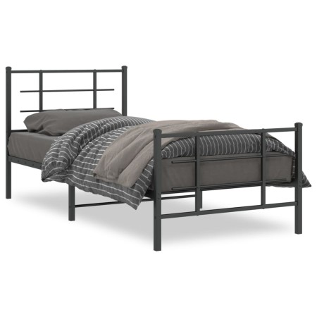 Estructura de cama con cabecero y estribo metal negro 90x190 cm de , Camas y somieres - Ref: Foro24-355571, Precio: 71,06 €, ...