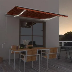 Automatic awning LED wind sensor orange brown 400x300 cm by , Awnings - Ref: Foro24-3068915, Price: 605,44 €, Discount: %