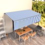 Toldo retráctil manual con persiana azul y blanco 5x3 m de , Toldos - Ref: Foro24-3069456, Precio: 481,00 €, Descuento: %