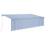 Toldo retráctil manual con persiana azul y blanco 5x3 m de , Toldos - Ref: Foro24-3069456, Precio: 481,00 €, Descuento: %