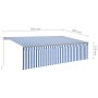 Toldo retráctil manual con persiana azul y blanco 5x3 m de , Toldos - Ref: Foro24-3069456, Precio: 481,00 €, Descuento: %