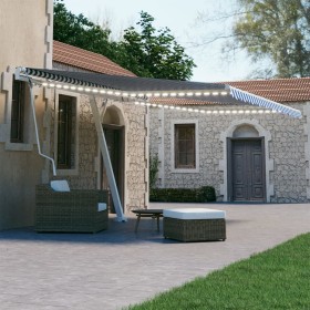Toldo automático LED sensor de viento azul y blanco 400x300 cm de , Toldos - Ref: Foro24-3069551, Precio: 736,32 €, Descuento: %