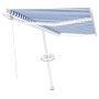 Toldo automático LED sensor de viento azul y blanco 400x300 cm de , Toldos - Ref: Foro24-3069551, Precio: 736,32 €, Descuento: %