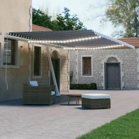 Toldo automático LED sensor de viento azul y blanco 500x300 cm de , Toldos - Ref: Foro24-3069591, Precio: 755,80 €, Descuento: %