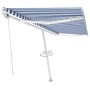 Toldo automático LED sensor de viento azul y blanco 500x300 cm de , Toldos - Ref: Foro24-3069591, Precio: 799,64 €, Descuento: %
