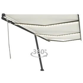 Manual retractable awning with cream LED light 600x350 cm by , Awnings - Ref: Foro24-3069882, Price: 859,00 €, Discount: %