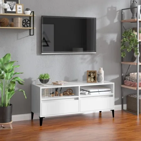 Mueble de TV madera contrachapada blanco brillo 100x34,5x44,5cm de vidaXL, Muebles TV - Ref: Foro24-831903, Precio: 71,47 €, ...