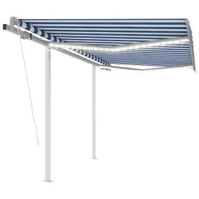 Automatic awning LED and wind sensor blue and white 3x2.5 m by , Awnings - Ref: Foro24-3069911, Price: 562,13 €, Discount: %