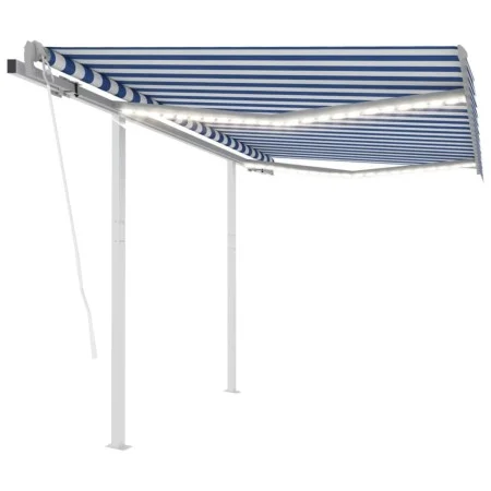 Toldo automático LED y sensor de viento azul y blanco 3x2,5 m de , Toldos - Ref: Foro24-3069911, Precio: 562,13 €, Descuento: %