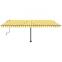 Toldo de pie retráctil manual amarillo y blanco 500x300 cm de , Toldos - Ref: Foro24-3069778, Precio: 566,67 €, Descuento: %