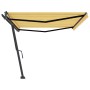 Toldo de pie retráctil manual amarillo y blanco 500x300 cm de , Toldos - Ref: Foro24-3069778, Precio: 566,67 €, Descuento: %