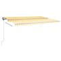 Toldo de pie retráctil manual amarillo y blanco 500x300 cm de , Toldos - Ref: Foro24-3069778, Precio: 566,67 €, Descuento: %