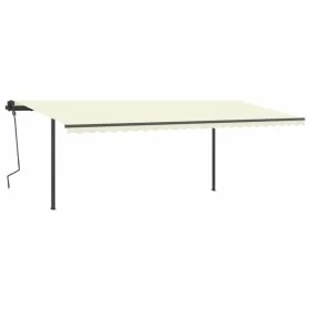 Toldo retráctil manual con postes crema 6x3,5 m de , Toldos - Ref: Foro24-3070277, Precio: 684,63 €, Descuento: %