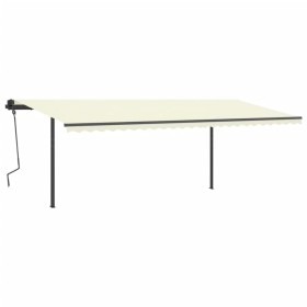 Toldo retráctil manual con postes crema 6x3,5 m de , Toldos - Ref: Foro24-3070277, Precio: 724,38 €, Descuento: %