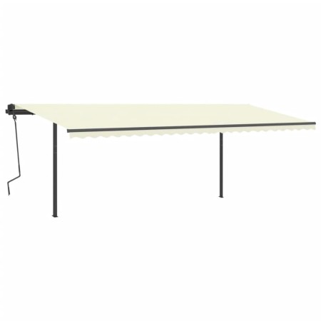 Toldo retráctil manual con postes crema 6x3,5 m de , Toldos - Ref: Foro24-3070277, Precio: 724,38 €, Descuento: %