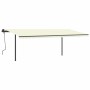 Toldo retráctil manual con postes crema 6x3,5 m de , Toldos - Ref: Foro24-3070277, Precio: 724,38 €, Descuento: %