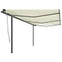 Toldo retráctil manual con luz LED crema 6x3,5 m de , Toldos - Ref: Foro24-3070282, Precio: 858,56 €, Descuento: %